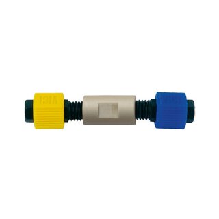 VICI Reducing Union, PEEK, LP 1.3 mm bore, 1/4"-28, with nuts and ferrules, 1/8" to 3 mm